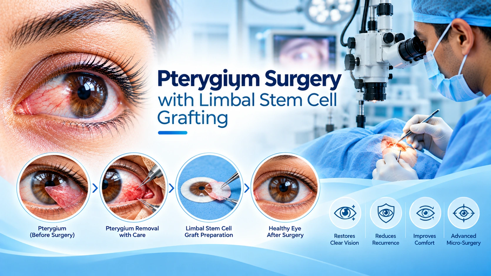 Pterygium Surgery with Limbal Stem Cell Grafting Procedure - Alolika Hospitex
